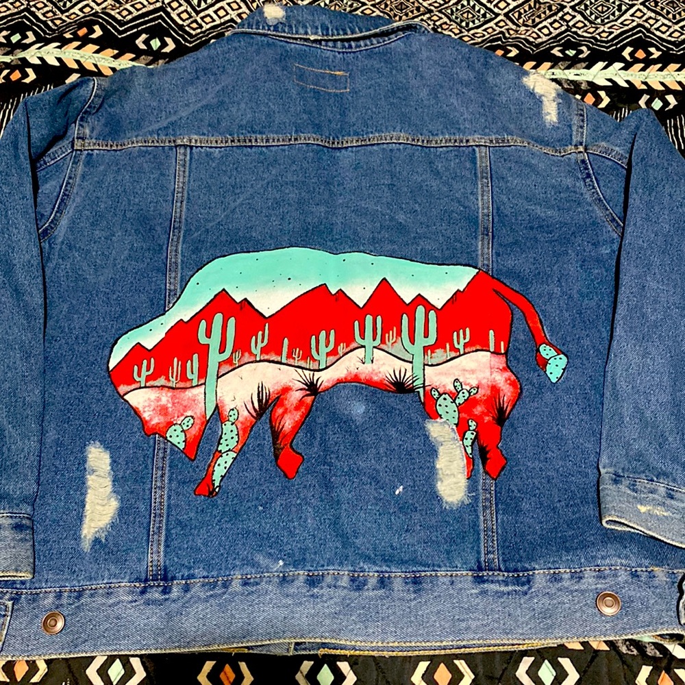 Womens plus hand painted jacket